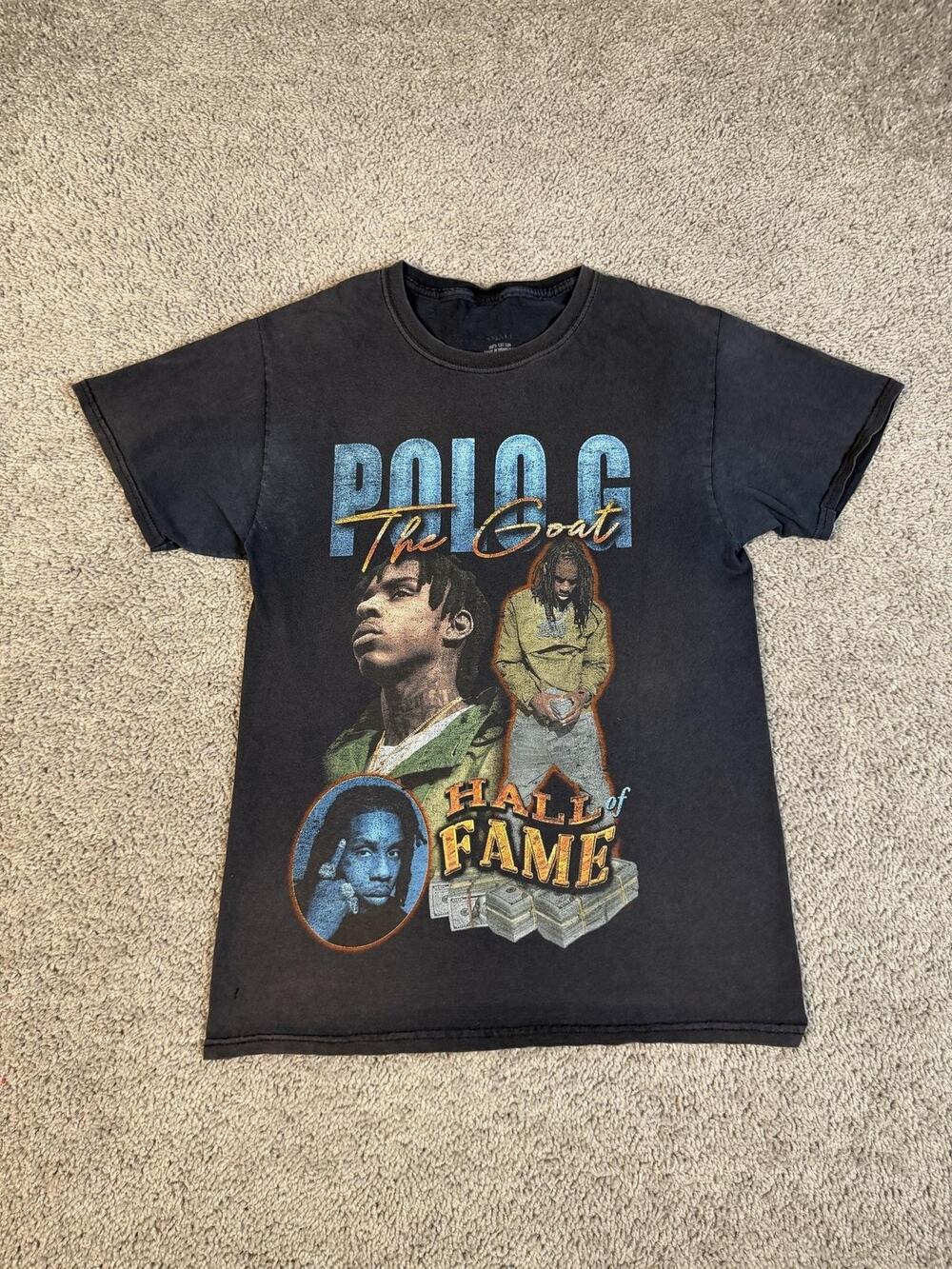 Polo G Shirt Mens S Black The Goat Hall Of Fame Graphic Crew Neck Cotton Tagless